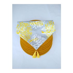 Ayşemce 1061 Amerikan Servis Takım,sarı Mercan Desenli Runner (6 Sarı Supla)