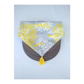 Ayşemce 1062 Amerikan Servis Takım,sarı Mercan Desenli Runner (6 Koyu Gri Supla) 1062