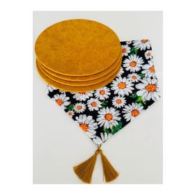 Ayşemce 1065 Amerikan Servis Takım (Papatya Desen Runner 4 Sarı Renk Supla)