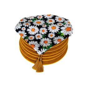 Ayşemce 1065 Amerikan Servis Takım (Papatya Desen Runner 4 Sarı Renk Supla)