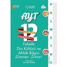 AYT Felsefe Din Kültürü ve Ahlak Bilgisi Palmetre 12 Deneme Sınavı Palme Yayınları