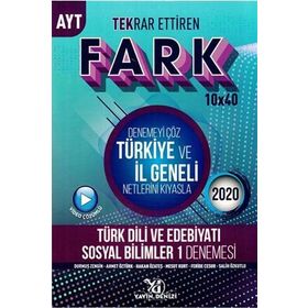 AYT Türk Dili ve Edebiyatı Sosyal Bilimler 1 Fark Tekrar Ettiren 10 x 40 Denemesi-Yayın Denizi Yayınları
