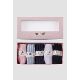 Aytuğ 34252 5 Çift Özel Kutulu Bambu Kadın Patik Çorap