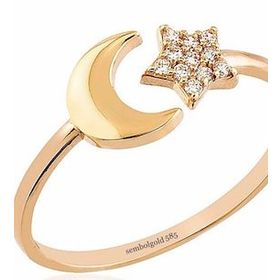 Ayyıldız 14k Gold Taşlı Rose Altın Yüzük