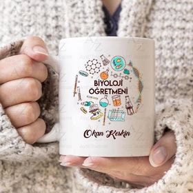 Ayzi Tasarım Kişiye Özel Biyoloji Öğretmeni Kupa Bardak