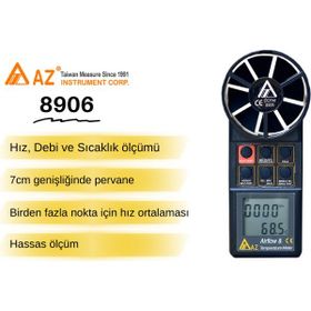 Az 8906 Profesyonel Hava Hızı Ve Hava Debisi Ölçer