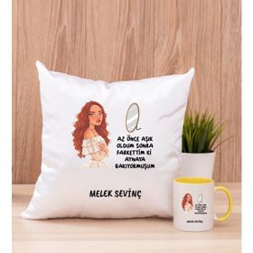 Az Önce Aşık Oldum Tasarım Esprili Sarı Kişiye Özel Kupa Bardak