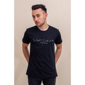 Azıcık Akıllı 22ETSHEYAZ Siyah El Yazısı İmza Baskı Normal Kesim Bisiklet Yaka Erkek T-Shirt