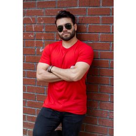 Azıcık Akıllı 22ETSHPORT Kırmızı Basic Rahat İnce Petek Kumaş Spor Erkek T-shirt