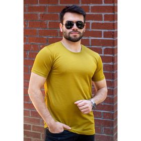 Azıcık Akıllı 22ETSHPORT Koyu Sarı Basic Rahat İnce Petek Kumaş Spor Erkek T-shirt