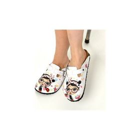 Aziz Şahin Shoes 5013 Bandanalı Kız Sabo Beyaz Kadın Terlik