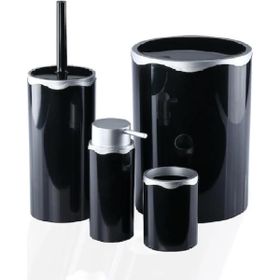 Azra Akrilik 4 Lü Siyah Gümüş Banyo Takımı
