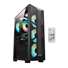 Aztech AZT101 B5 RGB Fan Uzaktan Kumanda Temperli Cam RGB Switch Siyah Akvaryum ATX Gaming Bilgisayar Kasası