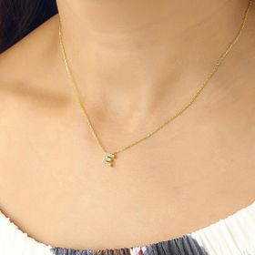 Azuris 925 Ayar Üç Boyutlu Taşlı E Harf Gümüş Kolye