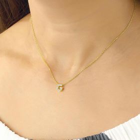 Azuris 925 Ayar Üç Boyutlu Taşlı G Harf Gümüş Kolye