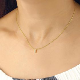 Azuris 925 Ayar Üç Boyutlu Taşlı I Harf Gümüş Kolye