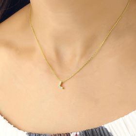 Azuris 925 Ayar Üç Boyutlu Taşlı L Harf Gümüş Kolye