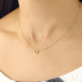 Azuris 925 Ayar Üç Boyutlu Taşlı O Harf Gümüş Kolye