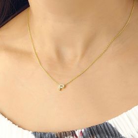 Azuris 925 Ayar Üç Boyutlu Taşlı P Harf Gümüş Kolye