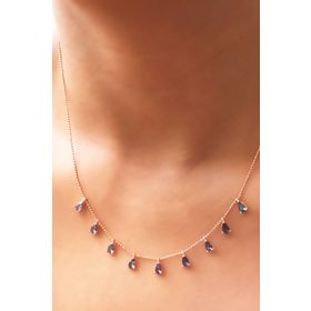 Azuris Silver EMNK1029 Kadın 925 Ayar Gümüş Mistik Taşlı Sıralı Kolye