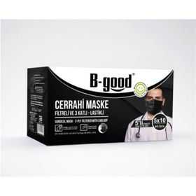 B-Good 50 Adet 3 Katlı Siyah Dökme Telli Cerrahi Maske