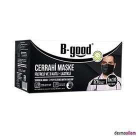 B-Good 50 Adet 3 Katlı Siyah Dökme Telli Cerrahi Maske