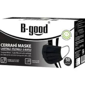 B-Good 50 Adet 3 Katlı Siyah Dökme Telli Cerrahi Maske
