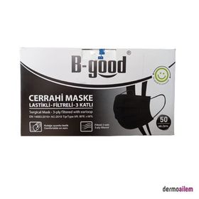 B-Good 50 Adet 3 Katlı Siyah Dökme Telli Cerrahi Maske