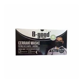 B-Good Siyah 3 Katlı 5'li Paket 50 Adet Filtreli Cerrahi Maske