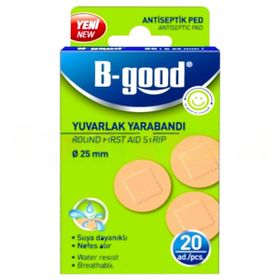B-Good Suya Dayanıklı 25 mm 20'li Yuvarlak 10 Adet Yara Bandı