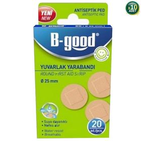 B-Good Suya Dayanıklı 25 mm 20'li Yuvarlak 10 Adet Yara Bandı