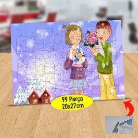 B9 Arkadaşına Çiçek Veren Genç Çocuk 99 Parça Puzzle Yapboz Tablo