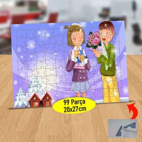 B9 Arkadaşına Çiçek Veren Genç Çocuk 99 Parça Puzzle Yapboz Tablo