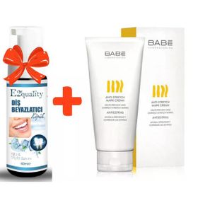 Babe 200 ml Anti Stretch Mark Çatlak Bakım Kremi+E2'quality Diş Beyazlatıcı Köpük