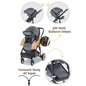Baby Care BC 420 Colarado Cross Gri Travel Sistem Bebek Arabası