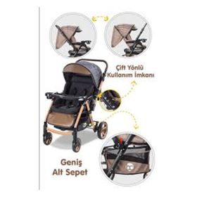 Baby Care BC 500 Combo Maxi Pro Gold Kahve Çift Yönlü Bebek Arabası
