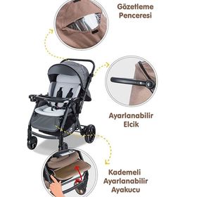 Baby Care BC500 Combo Maxi Pro Gri Çift Yönlü Bebek Arabası
