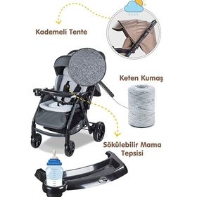 Baby Care BC500 Combo Maxi Pro Gri Çift Yönlü Bebek Arabası