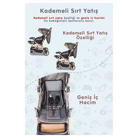 Baby Care BC65 Capron Gri Lüx Çift Yönlü Bebek Arabası
