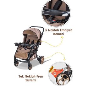 Baby Care Combo Maxi Pro Çift Yönlü Kahverengi Bebek Arabası