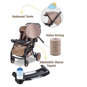 Baby Care Combo Maxi Pro Çift Yönlü Kahverengi Bebek Arabası