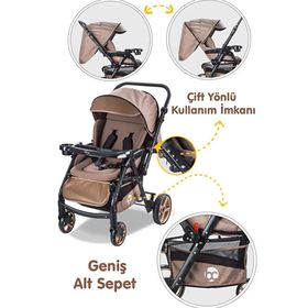 Baby Care Combo Maxi Pro Çift Yönlü Kahverengi Bebek Arabası