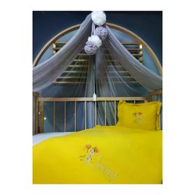 Baby Clime USMÜS-80120-LCİB-1 - 80x120 cm Yorgan Kılıflı Ponponlu Cibinlik Tülü ve Aparatlı Nakışlı Müslin Uyku Seti