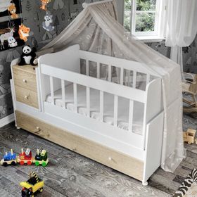 Baby Darling Sansa Beyaz-Meşe Büyüyen Beşik
