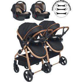 Baby Home 950 Gold Siyah Ayrılıp Birleşebilen Travel Sistem Ikiz Bebek Arabası