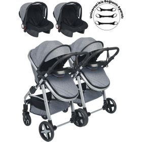 Baby Home 950 Gri Ayrılıp Birleşebilen Travel Sistem Ikiz Bebek Arabası
