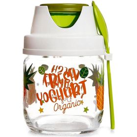 Baby Plus HEV-131614 425 ml Desenli Meyve-Salata-Yoğurt Bebek Saklama Kavanozu