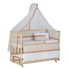 Baby Tech 60x120 cm Naturel Boyasız Kahve Zikzak Uyku Seti Beşik