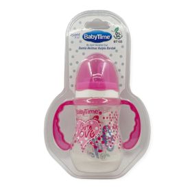 Baby Time 250 ml Pembe Damla Akıtmaz Kulplu Bardak