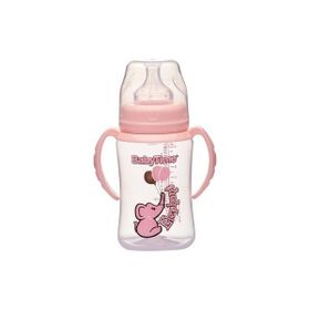Baby Time 250 ml Pembe Silikon Uçlu Geniş Ağız Kulplu Biberon